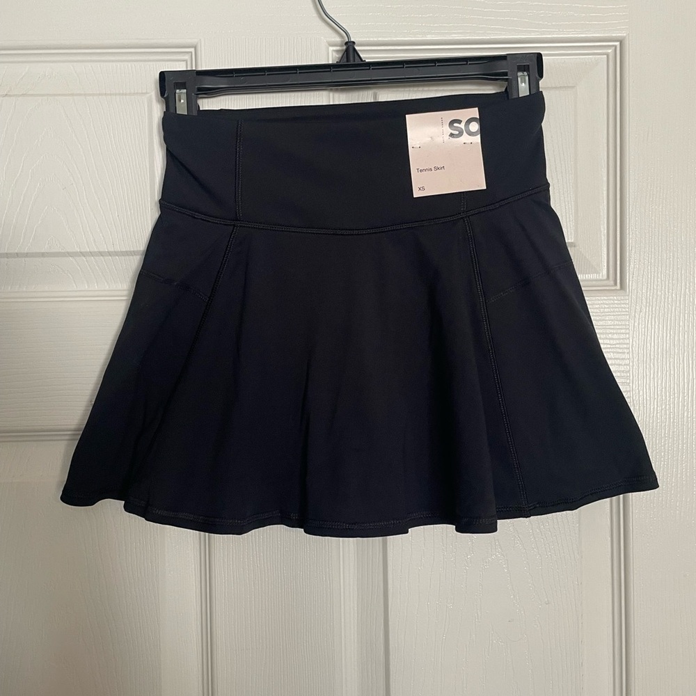 NWT SO Women's Black Tennis Flare Skirt with Spandex attached Size XS